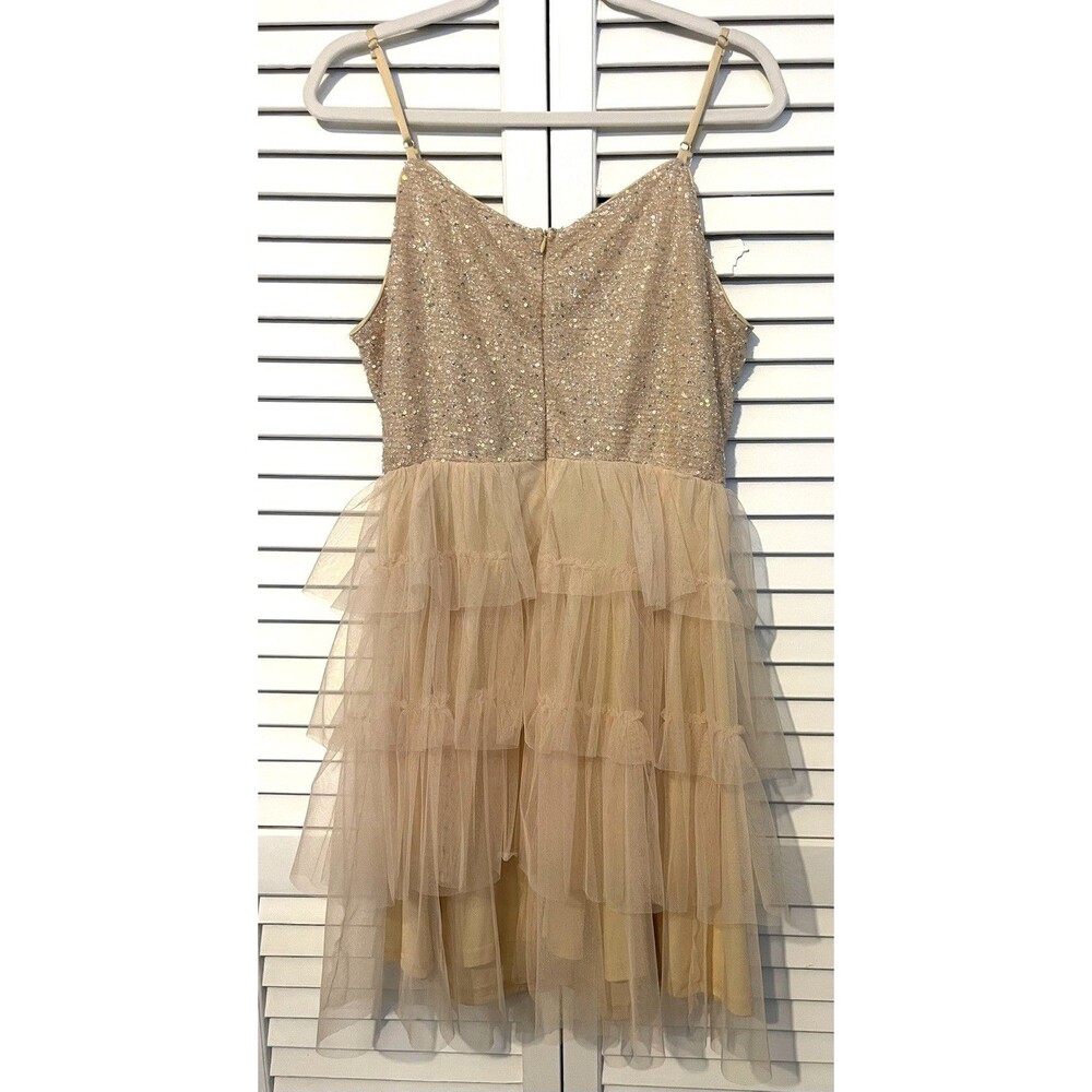 Dressystar Dress Peach Seaquin Adjustable Strap Stretch Women’s Size Large - Picture 4 of 9